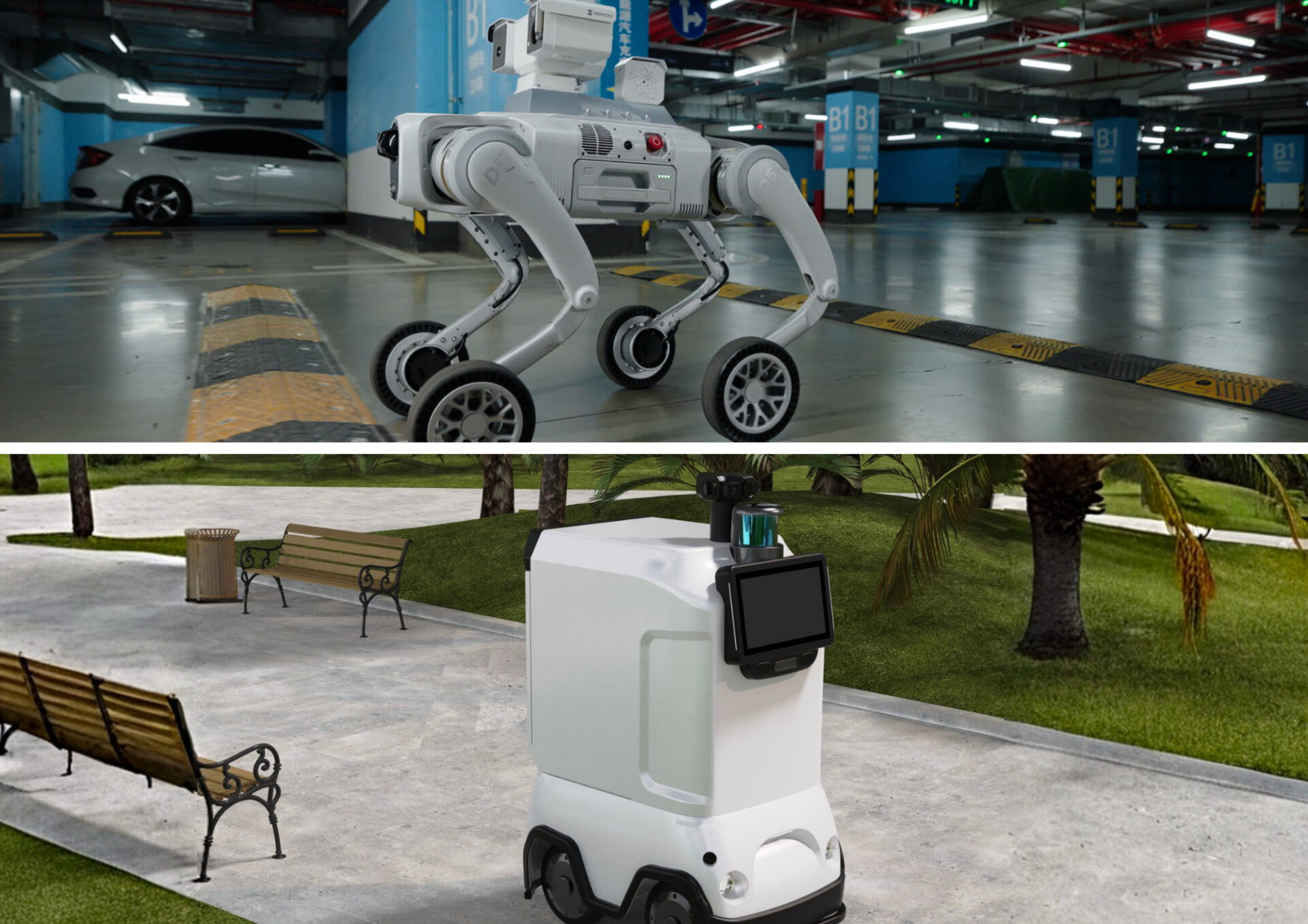 Indoor and Outdoor Security Patrol Robots
